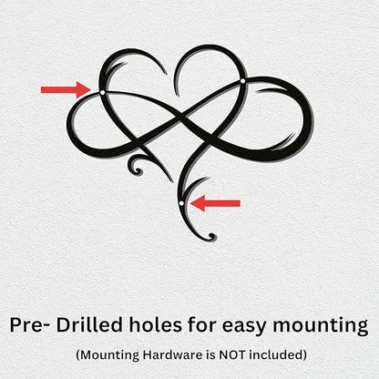 Infinity Heart Metal Wall Art – Minimalist Love Symbol for Home or Office, Durable Black Steel Display for Bedroom, Entryway, or Lounge, Ideal Gift for Wedding, Engagement, or Anniversary