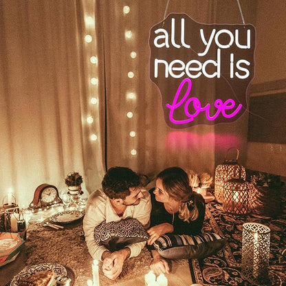 All You Need is Love Neon Sign, Neon Signs for Wall Decor Neon LED Signs Room Neon Light Up Signs Home Decor