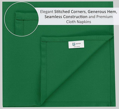 Zoyer Cloth Napkins Set of 12, 18x18 Inches Cotton Enrich Napkins Cloth ‎Washable, Soft & Durable Dinner Napkins for Parties, Wedding, Christmas, ‎Thanksgiving & Everyday Use - Dark Green