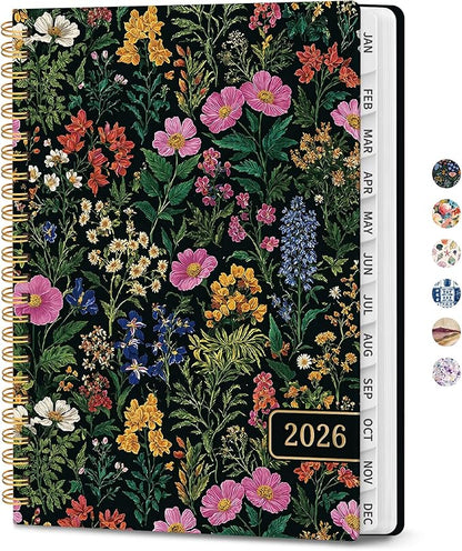 2026 Planner, Weekly and Monthly Planner for Women, Jan 2026 - Dec 2026 Pretty 2026 Calendar Planner with Monthly Tabs, Inner Pocket, Spiral Binding, Perfect for Office Home School - 8.5" x 11", Abundant Floral