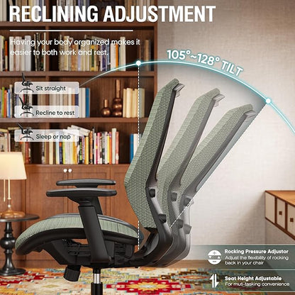 ELABEST Mesh Office Chair,Ergonomic Computer Desk Chair,Sturdy Task Chair- Adjustable Lumbar Support & Armrests,Tilt Function,Comfort Wide Seat,Swivel Home Office Chair