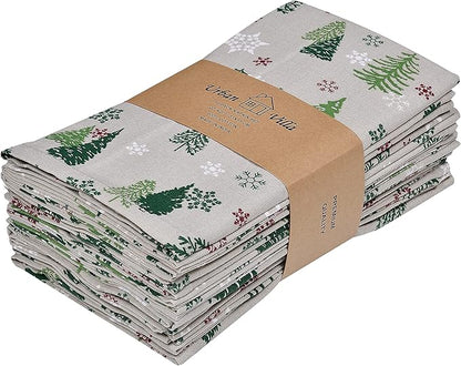 Urban Villa Cloth Napkins Set of 12 20x20 Inches 100% Cotton Napkins Cloth Washable Durable Reusable Absorbent Table Dinner Napkins Cloth for Christmas Hotel Lunch Restaurant Parties –Green Tree