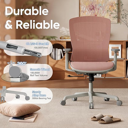 ELABEST Mesh Office Chair,Ergonomic Computer Desk Chair,Sturdy Task Chair- Adjustable Lumbar Support & Armrests,Tilt Function,Comfort Wide Seat,Swivel Home Office Chair
