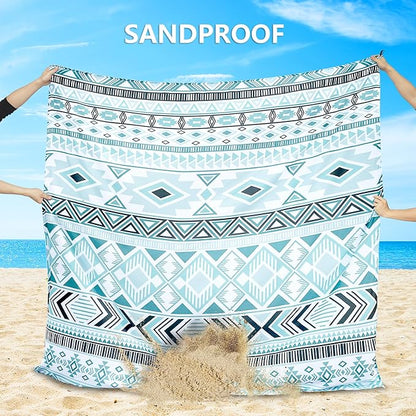 Beach Blanket Waterproof Sandproof Extra Large Beach Mat 79" X 83"/120"x108"for 1-8 Adults Quick Drying Durable Outdoor Picnic Mat for Beach Travel Camping Hiking