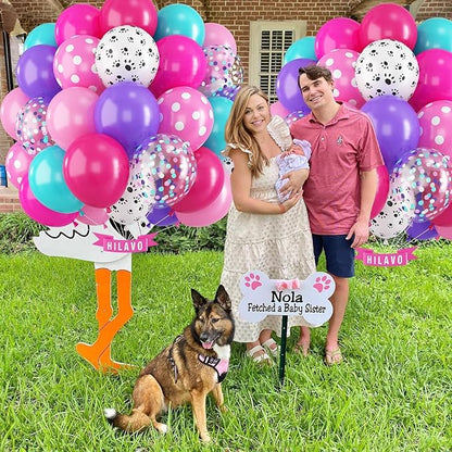 Dog Paw Balloons Set 60 Pcs 12 Inch Pink Purple Blue Balloons Puppy Paw Print Polka Dot Balloon Hot Pink Purple Teal Blue Turquoise Balloon for Kids Girls Baby Shower Birthday Party Decorations