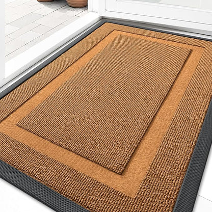 OLANLY Front Door Mat Indoor Outdoor Entrance, Waterproof All-Season, All-Weather Doormat, Sturdy Natural Rubber, Low Profile, Easy Clean Patio Porch Entryway Mat, 47x23, Tangerine Orange