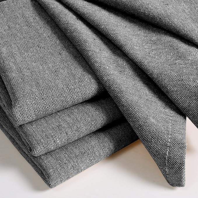 Native Fab Set of 12 Chambray Cloth Napkins - 100% Cotton, 17x17 Inches, Soft, Durable, Washable, Reusable Dinner Napkins - Table Linen for Wedding, Restaurant, Kitchen, Parties, Daily Use, Black