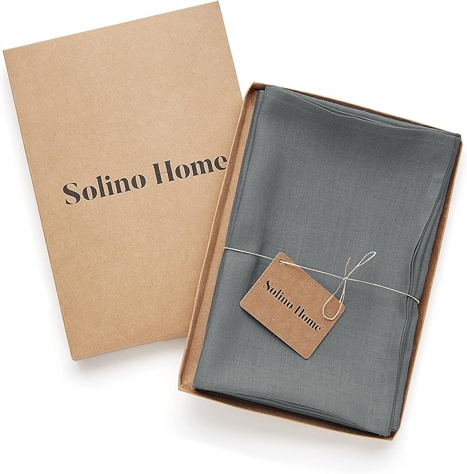 Solino Home Linen Cloth Napkins Set of 4-100% Pure Linen Dark Grey Dinner Napkins 20 x 20 Inch for Fall, Autumn, Winter - Fete, Handcrafted and Machine Washable