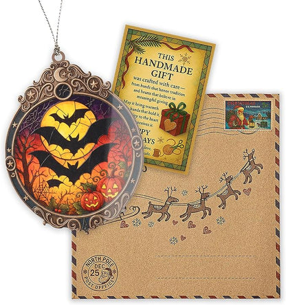 Halloween Bat Ornament – Pumpkin Halloween Decor | Spooky Halloween Decoration + Halloween Ornament Gift – Halloween Window Hanging 2025 – Christmas ornament 2025