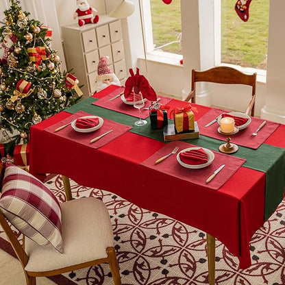 Home Brilliant Cloth Placemats Set of 4 Red Linen Placemats for Dinner Heat Resistant Dining Table Mats Kitchen Place Mats for Party Christmas, Dark Red Burgundy