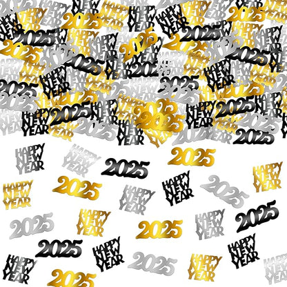 KatchOn, Black, Gold and Silver 2025 Confetti - 1.8 Ounce, Pack of 500 | New Years Confetti | Happy New Year Confetti for New Years Decorations 2025 | New Years Eve Party Supplies 2025
