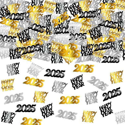 KatchOn, Black, Gold and Silver 2025 Confetti - 1.8 Ounce, Pack of 500 | New Years Confetti | Happy New Year Confetti for New Years Decorations 2025 | New Years Eve Party Supplies 2025