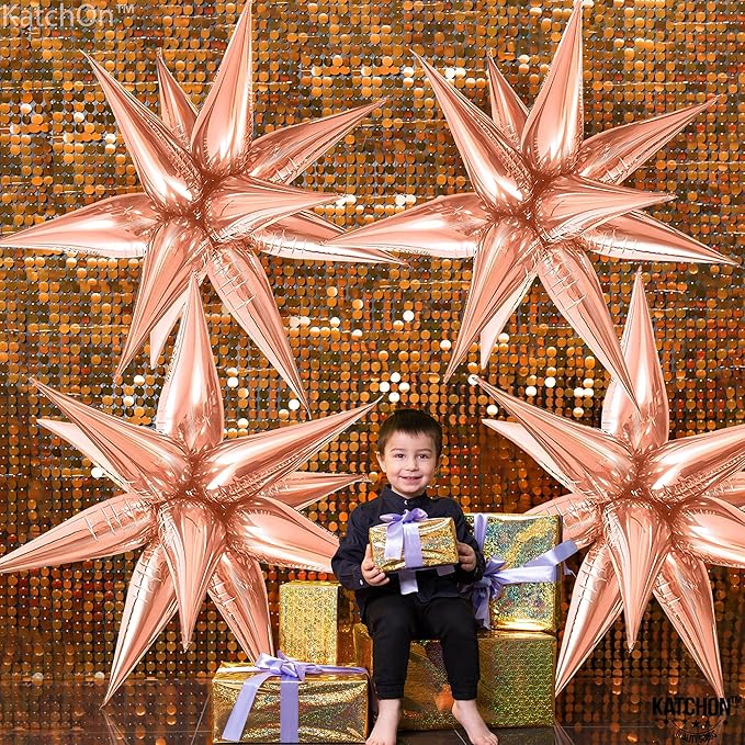 KatchOn, Huge Rose Gold Starburst Balloons - 26 Inch | Star Balloon, Rose Gold Party Decorations | Spike Balloon for Mylar Balloons Decoration | Graduation Decorations 2025
