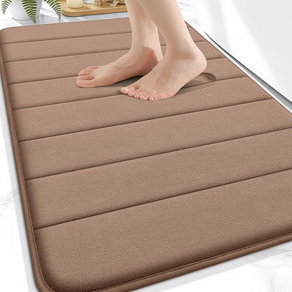 OLANLY Memory Foam Bath Mat 34x21, Super Soft Absorbent Bathroom Rugs, Quick Dry, Machine Washable Shower Floor Rugs, Bathmat Carpet, Bathroom Home Decor Accessories, Mocha