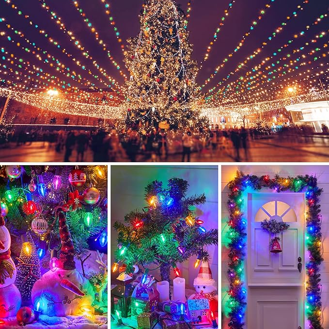 Brightown 50 Pack C9 LED Christmas Light Bulbs, Colored C9 Shatterproof LED Bulbs Replacement for Holiday String Lights, E17 Intermediate Base, Commercial Dimmable Bulbs