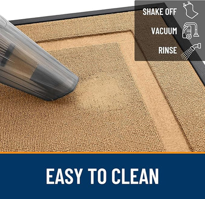 OLANLY Front Door Mat Indoor Outdoor Entrance, Waterproof All-Season, All-Weather Doormat, Sturdy Natural Rubber, Low Profile, Easy Clean Patio Porch Entryway Mat, 47x17, Butter Yellow