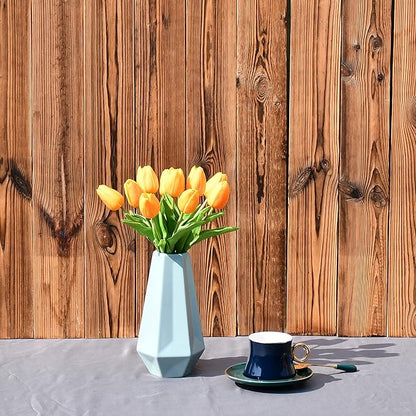 ONLY ART Artificial Orange Tulips 20 Pcs – 13.5 Inch PU Faux Flowers with Bendable Stems for Home Décor, Wedding Centerpieces, DIY Floral Arrangements, Table Decorations