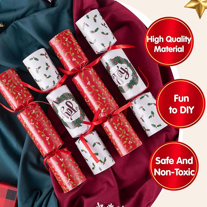 JOYIN 10 Pack Christmas Non-Snap Party Favor, Classic Table Favor Includes Party Hat, Jokes & Gifts, Christmas Table Decorations for Holiday Dinner Traditions Party Supplies