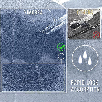 Yimobra Memory Foam Toilet Bath Mat U-Shaped, 24 X 20 Inches,Soft and Comfortable, Super Water Absorption, Non-Slip, Machine Wash and Easier to Dry for Bathroom Commode Contour Rug, Denim Blue