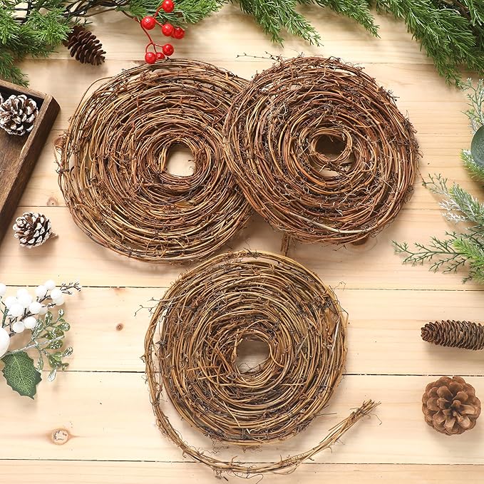 Janinka 9 Pcs Grapevine Garland Natural Grape Vine Wreath for Crafts DIY Twig Garland Rattan Hanging Vine Wreath for Wedding Christmas House Holiday Door Vase Wall Home Decor
