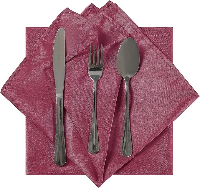 Cloth Napkins 17x17 inch Washable Polyester Dinner Napkins Soft Table Napkins for Wedding Party Dining Banquet(Burgundy,12PCS)