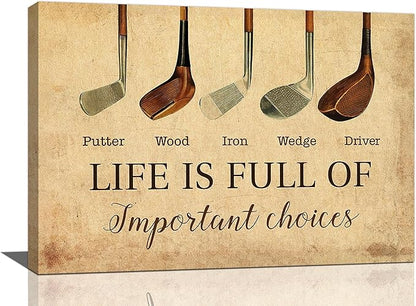 Golf Wall Art Golf Pictures Wall Decor Golfing Canvas Poster Prints Rustic Decorations Painting Framed Artwork Office Home Decor For Bathroom Bedroom Dining Living Room 24"x16"