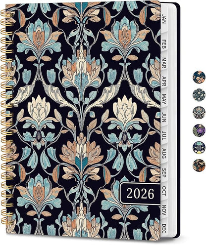 2026 Planner, Weekly and Monthly Planner for Women, Jan 2026 - Dec 2026 Pretty 2026 Calendar Planner with Monthly Tabs, Inner Pocket, Spiral Binding, Perfect for Office Home School - 6.3" x 8.5", Amber Bloom