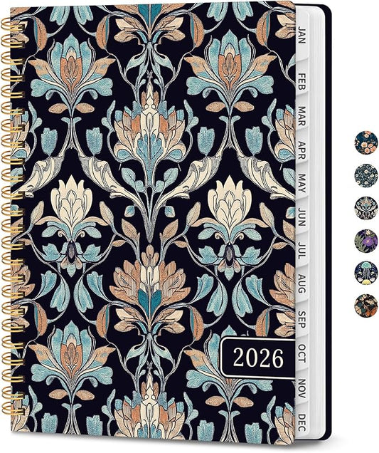 2026 Planner, Weekly and Monthly Planner for Women, Jan 2026 - Dec 2026 Pretty 2026 Calendar Planner with Monthly Tabs, Inner Pocket, Spiral Binding, Perfect for Office Home School - 6.3" x 8.5", Amber Bloom