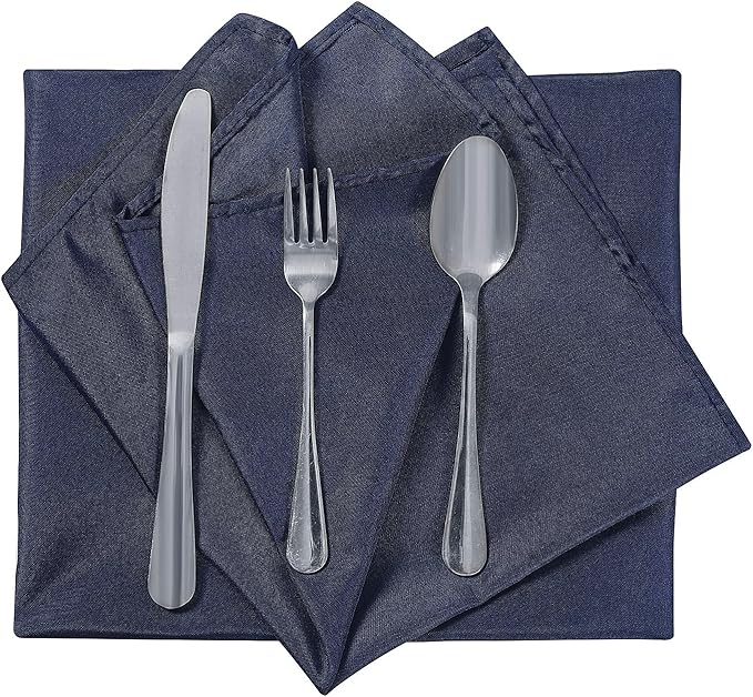 Cloth Napkins 17x17 inch Washable Polyester Dinner Napkins Soft Table Napkins for Wedding Party Dining Banquet(Navy,100PCS)
