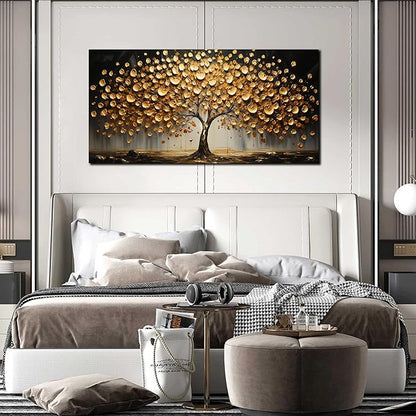 Tree Pictures Wall Decor for Bedroom Gold Wall Art for Office Dining Room Print Picture Living Room Wall Decor 24 x 48 Inch
