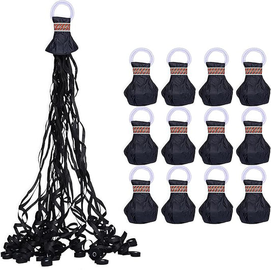 12 Pack Black Streamer Poppers, No Mess Confetti Poppers，Party Poppers No Mess Streamers Easy to Clean Handheld Streamer Cannon，Ideal for Celebrations and Events