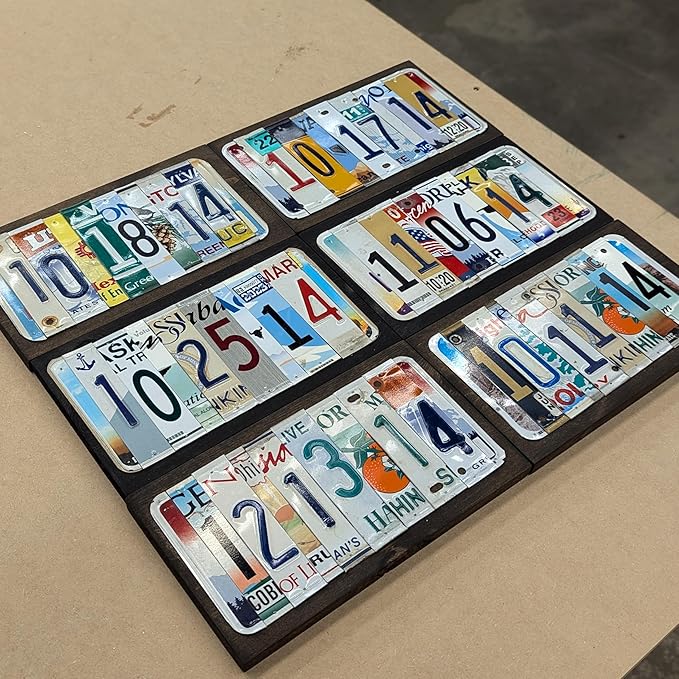 Personalized License Plate Date Sign – Custom Anniversary Sign – Handmade from Real Cut License Plates – Wedding, 10th Anniversary (Tin/Aluminum), Birthday & Special Occasion Décor