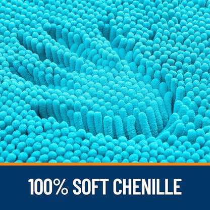 OLANLY Bathroom Rugs 24x16, Extra Soft Absorbent Chenille Bath Rugs, Rubber Backing Quick Dry, Machine Washable Bath Mats for Bathroom Floor, Tub and Shower, Home Decor Accessories, Aqua Sky