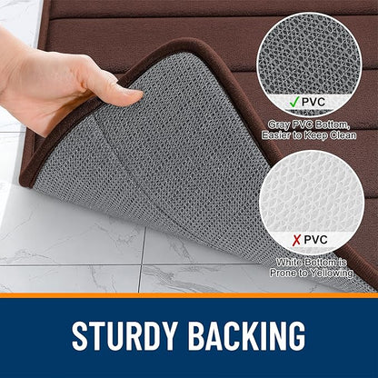 OLANLY Memory Foam Bath Mat 44x24, Super Soft Absorbent Bathroom Rugs, Quick Dry, Machine Washable Shower Floor Rugs, Bathmat Carpet, Bathroom Home Decor Accessories, Brown