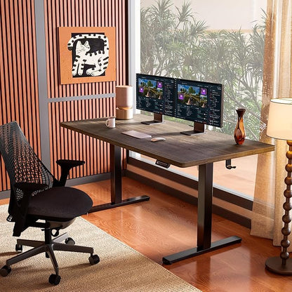ErGear Height Adjustable Electric Standing Desk, 71 x 30 Inches Sit Stand up Desk, Memory Computer Home Office Desk, Dark Walnut