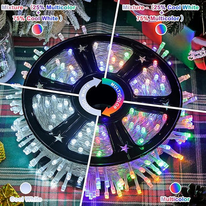 JMEXSUSS 600 LED Color Changing Christmas Lights Plug in, 168FT White & Multicolor String Lights with Remote, Christmas String Lights Outdoor Waterproof Clear Wire for Tree Xmas Decor
