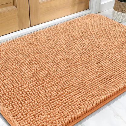 OLANLY Dog Door Mat for Muddy Paws 30x20, Absorbs Moisture and Dirt, Absorbent Non-Slip Washable Doormat, Quick Dry Chenille Mud Mat for Dogs, Entry Indoor Entryway Carpet for Inside Floor, Orange