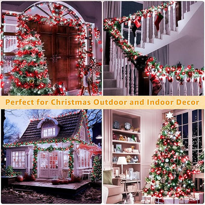 Ollny Christmas Lights Outdoor 800LED 262FT, Red and White Plug in Fairy Lights with Remote, 8 Modes Waterproof Timers Dimmable LED String Lights for Indoor House Outside Bedroom Patio Balcony