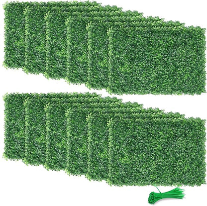ZXMOTO 24"x16" Artificial Boxwood Hedge Panels 12PCS, Privacy Hedge Screen Faux Boxwood for Outdoor, Indoor, Garden, Fence, Backyard and Decor