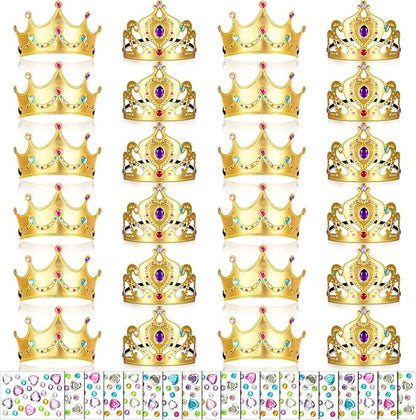 Yaomiao 44 Pcs Foam Crowns for Kids Princess Tiaras Crowns Bulk Diamond Sticker Making Kits for Birthday Party Supplies