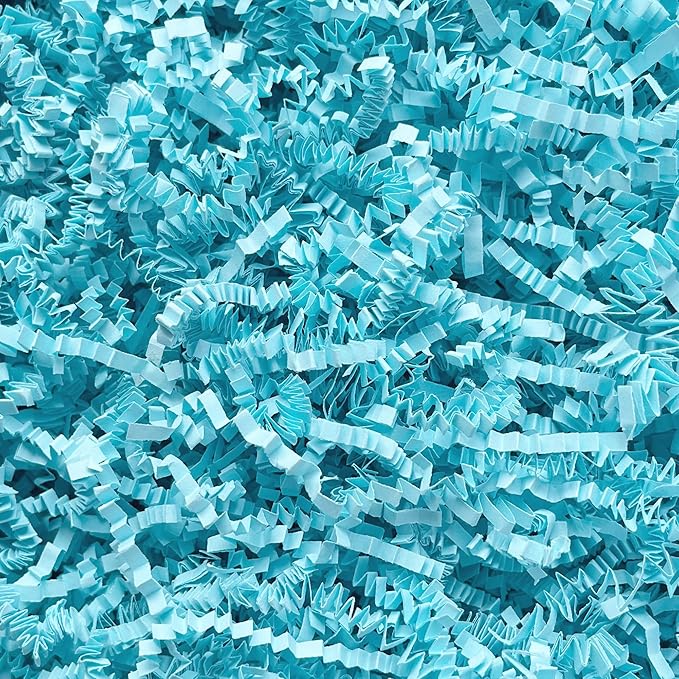 2 LB Light Blue Crinkle Cut Paper Shred Filler for Gift Basket Easter Egg Grass
