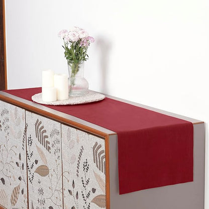 D'Moksha Homes Linen Red Table Runner 48 Inches - 100% Pure Linen Table Runner 14 x 48 Inch for Coffee Tables, Dresser, Winter, Christmas, Holiday - Machine Washable