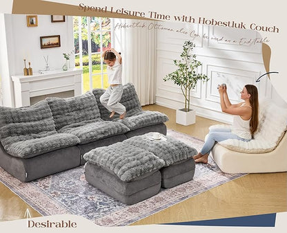 Hobestluk Sofa Couch Foam Sofa for Small Spaces Comfy Sofas with footrest Couch Recliner Small Sofas for Living Room, Bedroom, Apartment (Grey)
