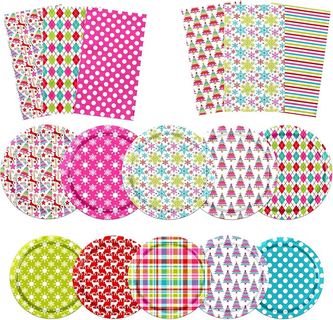 Christmas Party Decorations Tableware - 60pcs Plates and Napkins, Disposable Trees, Elk, Snowflakes Paper Plates, Xmas Dinner Napkins for Winter Holiday Party Supplies