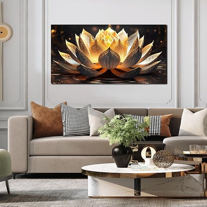 TYTAUPT Lotus Flower Canvas Wall Art For Bedroom Women Gold And Yellow Wall Decor For Living Room Teen Girl Room Decor 20 x 40 Inch Wrapped Canvas
