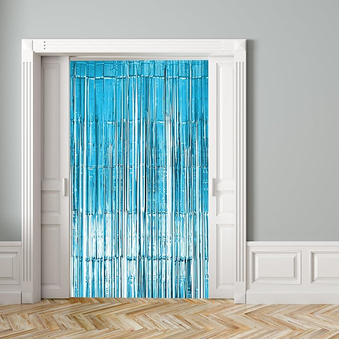 10 Pack Light Blue Fringe Backdrop Curtains, Light Blue Streamers Party Backdrop, Christmas Decorations, New Year Decorations, White Party Decorations Supplies For Birthday, Holidays, Parties & More