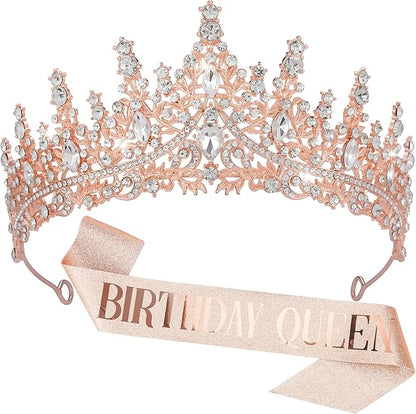 Crystal Tiara Crown for Women, Rhinestone Queen Headband Wedding Bridal Hair Accessories, Princess Crown for Birthday Prom Quinceañera Party Pageant Halloween Cosplay