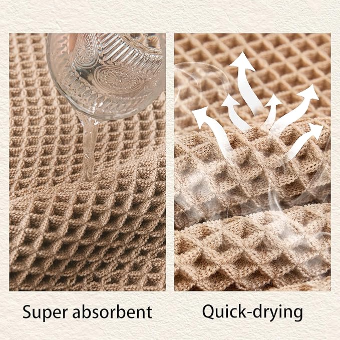Waffle Bath Mat Non Slip, Boho Bathroom Rug, Super Absorbent Quick Dry Bathroom Mat, Soft Farmhouse Bath Rug with Tassels, Small Washable Shower Mats for Floor 16"x24", Brown