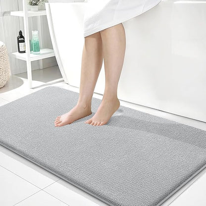 OLANLY Thick Memory Foam Bath Mat Rug 45x27, Extra Soft Absorbent Bathroom Rug, Quick Dry Bath Mats, Non-Slip, Machine Washable Carpet for Bathroom, Tub and Shower, Home Decor Accessories, Light Grey