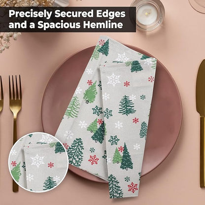 Urban Villa Cloth Napkins Set of 12 20x20 Inches 100% Cotton Napkins Cloth Washable Durable Reusable Absorbent Table Dinner Napkins Cloth for Christmas Hotel Lunch Restaurant Parties –Green Tree